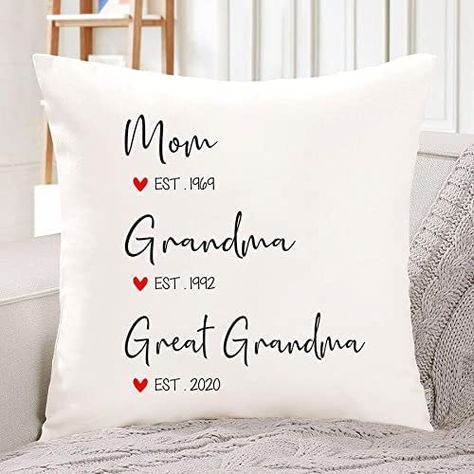 Personalized Mom Grandma Great Grandma Pillow Est Year, Funny Grandma Pillow for Sofa Couch Gifts for Grandma On Mothers Day Birthday Gift For Grandma From Grandkids, Mom Grandma Great Grandma, Grandma Pillow, Grandparents Gifts, Pillow For Sofa, Funny Grandma, Great Grandma Gifts, Spiral Journal, Cover For Sofa