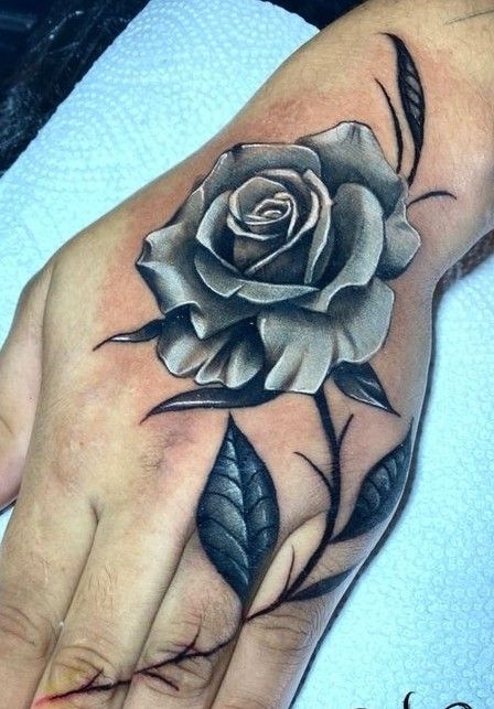 Hand Tattoos Pictures, Chess Piece Tattoo, Tatuaje Cover Up, Tree Tattoo Forearm, Realistic Rose Tattoo, Hand And Finger Tattoos, Black Rose Tattoos, Scary Tattoos, Blue Delphinium