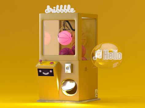 Hello Dribbble! smiley vending machine first shot render 3d isometric c4d yellow claw machine debut Claw Machine, 3d Inspiration, Vending Machines, Arcade Machine, Google Lens, 3d Artwork, 3d Modelling, Vending Machine, Blender 3d