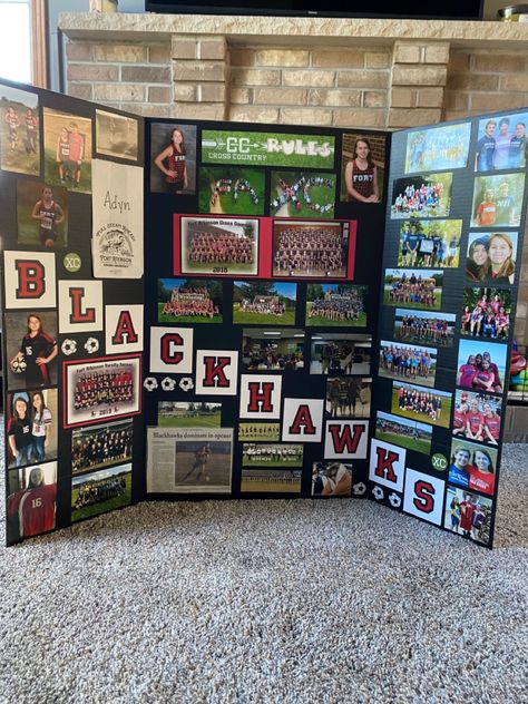 Volleyball Board Ideas, Senior Basketball Board Ideas, Volleyball Senior Board, Senior Trifold Board Ideas Cheer, Senior Tri Fold Board Ideas Sports, Senior Night Trifold Board, Senior Board Ideas Sports, Senior Night Trifold Board Volleyball, Flag Football Senior Night Posters