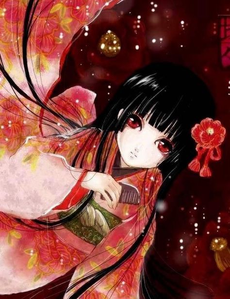 Jigoku Shōjo, Hell Girl, Anime Kimono, Mysterious Girl, Common Themes, Angels And Demons, Vintage Oil Painting, Japan Art, Japanese Artists