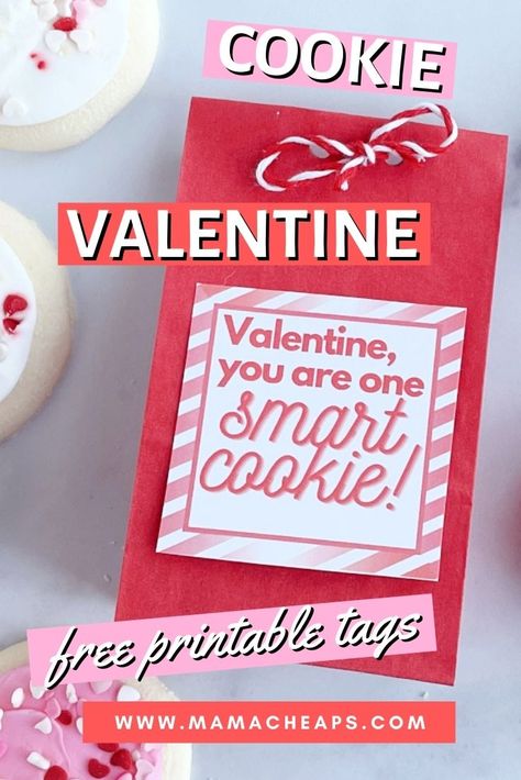 Cookie Valentines Printable Free, Free Valentine Printable Tags, Cookie Valentines Printable, Valentine Student Gifts, Valentine Cookie Gifts, Valentines 2023, Valentine Gift Tags, Student Valentines, Crafts Valentines