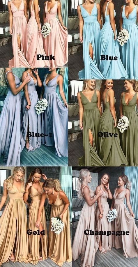 Skirt Bridesmaid Dresses, Wedding Themes Summer, Elegant Wedding Guest Dress, Quince Dresses Pink, Dress With Split, Cheap Bridesmaid, Bridesmaid Dress Colors, Cheap Bridesmaid Dresses, Lace Evening Dresses