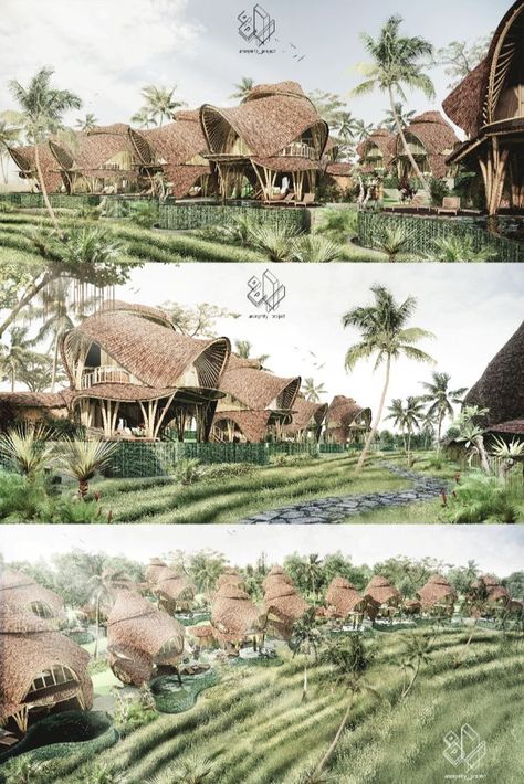 Resort Design Plan, Studio Floor Plans, Bamboo Building, Architecture Portfolio Layout, Resort Plan, Resort Architecture, Bamboo Architecture, Rice Field, Architecture Concept Diagram