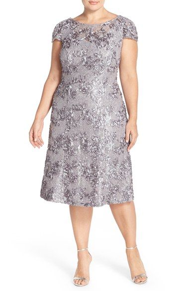 Lace A Line Dress, Alex Evenings, Dress Crafts, Tea Length Dresses, Review Dresses, Capped Sleeve Dress, Tea Length, Dress Plus Size, Nordstrom Dresses