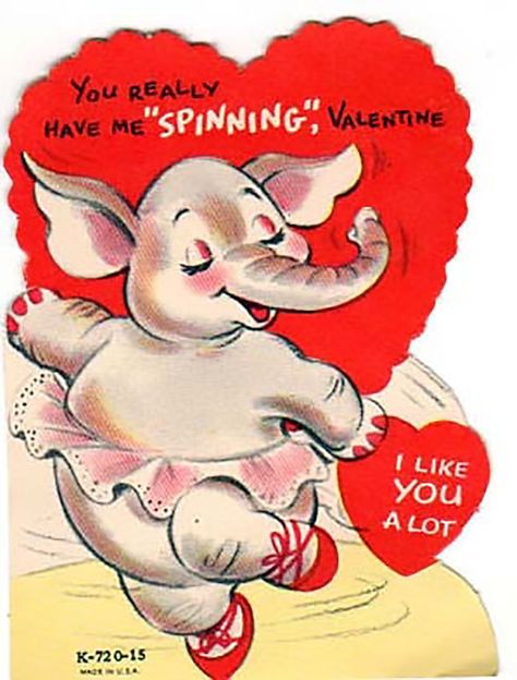 Vintage valentines and photos of sweethearts Old School Valentines, Ballerina Elephant, Dancing Elephant, Valentines Day History, Valentine History, Vintage Valentines Decorations, School Valentines, Vintage Holiday Cards, Vintage Valentine Cards