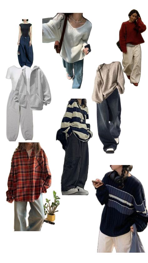 Casual Flannel Outfits Winter, Baggy Flannel Outfit, Casual Flannel Outfits, Flannel Outfits Aesthetic, Gray Sweatpants Outfit, Realistic Outfits, Brown Pants Outfit, Sweatpants Outfit Ideas, Street Style Outfits Casual