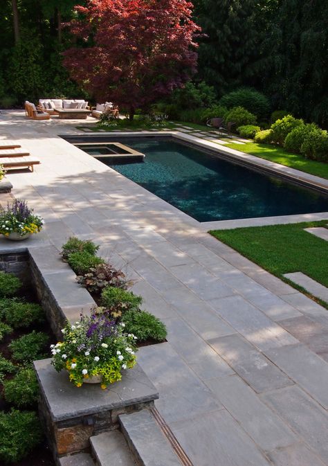 Poolside Sanctuary - Gardenista Simple Pool, Geometric Pool, Interior Landscape, Modern Backyard Landscaping, Pool Landscape Design, Modern Landscape Design, Modern Backyard, Backyard Pool Designs, Landscape Plans