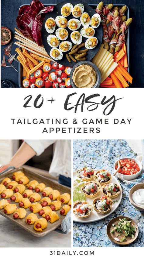 It's the season for easy football food appetizers. Whether you're tailgating, hosting, bringing, or staying home, these Game Day Appetizers will feed your crowd this football season. And bring a win every time! Easy Football Food, Gameday Appetizers, Bean And Cheese Enchiladas, Avocado Hummus Recipe, 31 Daily, Easy Teriyaki Chicken, Bean Dip Recipes, Food Game, Bacon Deviled Eggs