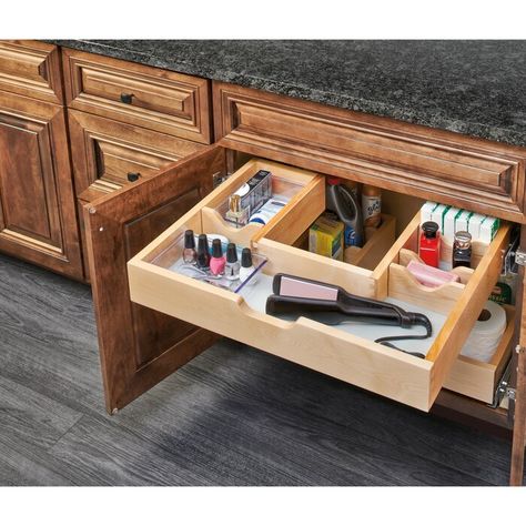 Rev-A-Shelf Pull Out Pantry | Wayfair Pull Out Organizer, Shelf Vanity, 30 Vanity, Bathroom Cabinet Organization, Vanity Drawers, Rev A Shelf, Kitchen Drawer Organization, Wood Vanity, Sink Cabinet