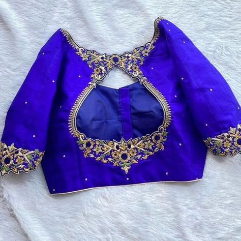 Dm@9640490158 Designer maggam work blouse Fabric: Halfpattu/Rawsilk Dispatch: 3days Price : 3000unstiched . 3550stitched Colours and sizes can be customised accordingly Maggam Work Boat Neck Blouse Designs Latest, Computer Work Blouse Designs Latest Simple, Arya Work, Gold Blouse Designs, Exclusive Blouse Designs, Maggam Blouses, Blouses Work, Blue Blouse Designs, Netted Blouse Designs