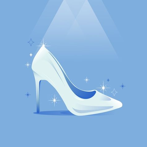 Cinderella glass shoe realistic style | Free Vector #Freepik #freevector Cinderella Shoes Drawing, Glass Shoes Cinderella, Descendants Symbols, Cinderella Design, Cinderella Drawing, Cinderella Wallpaper, Cinderella Aesthetic, Fairy Cartoon, Glass Shoe