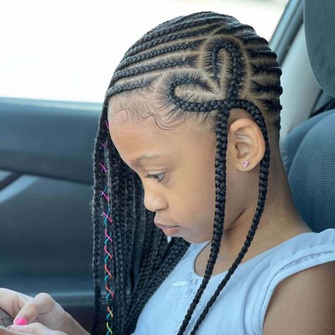 Knotless Braids With Heart, Hairstyles Heart, Braids With Heart, Kids Braids Hairstyles, Heart Hairstyles, Braids Heart, Trending Braids, Braid Styles For Girls, Best Braid Styles