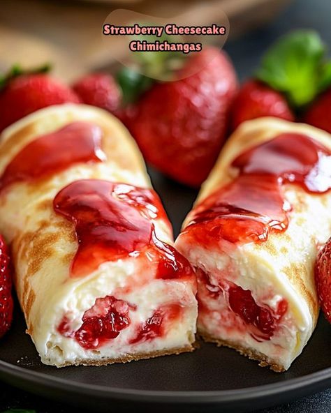 Strawberry Cheesecake Chimichangas Recipe, Cheesecake Chimichangas Recipe, Cheesecake Chimichangas, Strawberry Cheesecake Chimichangas, Cheesecake Cookies Recipes, Chocolate Cherry Cookies, Strawberry Pie Filling, Sweet Recipes Desserts, Healthy Lifestyle Food