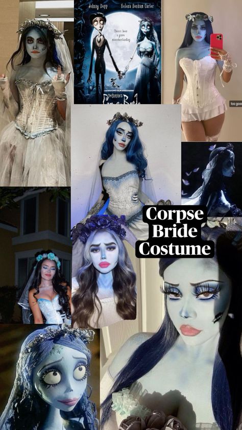 Tim Burton Costumes, Tim Burton Party, Office Halloween Costumes, Emily Corpse Bride, Corpse Bride Costume, Hallowen Ideas, Bride Costume, Makeup Mistakes, Halloween Inspo