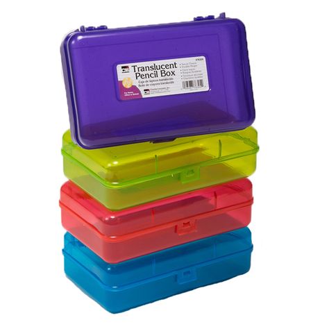 "Get these Assorted Charles Leonard Transparent Pencil Boxes, 12ct. at Michaels. com. These stylish boxes will hold all your school supplies, and come in assorted transparent colors, letting you see the contents with ease. Sold as a pack of 12 in assorted colors (no color choice). This item comes in assorted styles. While we make every effort to ensure items in stock are represented accurately online, at this time, we are unable to ensure that you will receive this item in the style you see pict Pencil Storage, Pencil Box, Pencil Boxes, Writing Supplies, Red Accents, No Color, Gift Coupons, Color Choices, Pencil Case