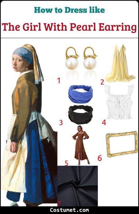 Girl With A Pearl Earring Costume, Girl With Pearl Earring Costume, Girl With The Pearl Earring Costume, The Girl With The Pearl Earring, Pearl Earrings Outfit, Pearl Cosplay, Dutch Christmas, Peasant Clothing, Pearl Outfit