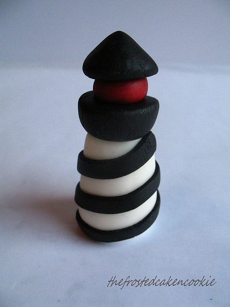 Lighthouse Topper, via Flickr. House Cupcakes, Lighthouse Cake, Beach Cake, Nautical Cake, Dad Birthday Cakes, Cake Models, Beach Cakes, Cake Topper Tutorial, Summer Cakes