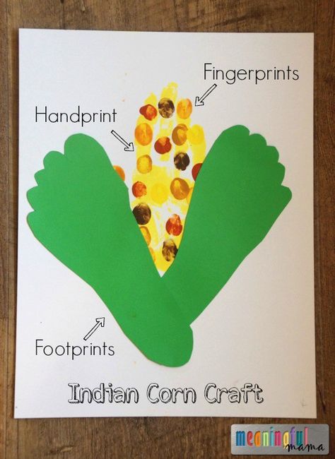 Indian Corn Harvest Craft for Kids - Harvest and Fall Handprint Craft Harvest Crafts For Kids, Fall Handprint Crafts, Corn Harvest, Thanksgiving Crafts For Toddlers, Harvest Crafts, September Crafts, November Crafts, Footprint Crafts, Fall Arts And Crafts