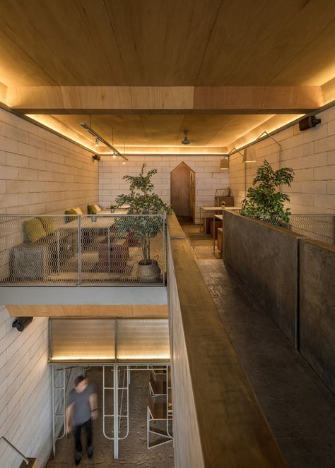 Gallery of Seven Degrees Restaurant / Kursimerah Studio - 1 Mezzanine Restaurant, Mezzanine Stairs, Mezzanine Floor, Restaurant Flooring, Light Brick, Design A Space, Bar Interior, Restaurant Interior Design, Restaurant Interior