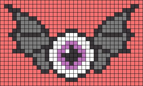 Eyeball Pixel Art, Creepy Alpha Pattern, Halloween Crochet Grid, Eye Alpha Pattern, Bat Alpha Pattern, Halloween Grid Pattern, Alpha Patterns Halloween, Pixel Art Spooky, Bat Pixel Art