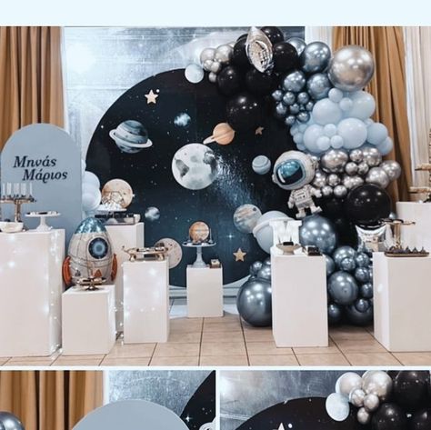 Space Theme Bday Party, Space Theme Balloon Arch, Out Of This World Birthday Party, Moon Balloon Garland, Galaxy Balloons, Moon Balloon, Birthday Themes For Boys, Birthday Themes, Space Theme