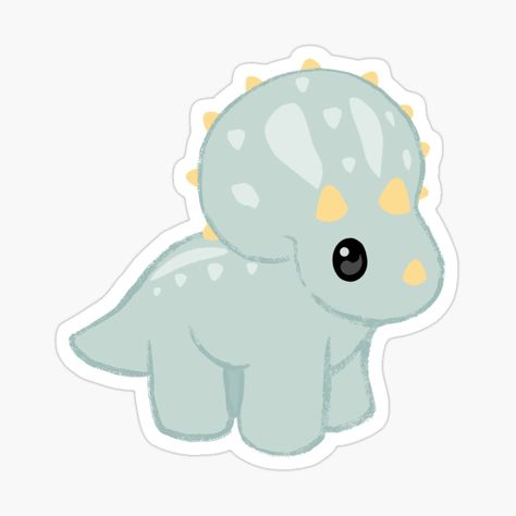 Get my art printed on awesome products. Support me at Redbubble #RBandME: https://www.redbubble.com/i/sticker/Triceratops-by-Rayleen224/140990960.EJUG5?asc=u Triceratops Cute Drawing, Cartoon Triceratops Tattoo, Draw Triceratops, Blue Triceratops, Cute Dinosaur Stickers, Pokemon Pfp, Drawings Simple, Elegant Hairstyles, Art Drawings Simple