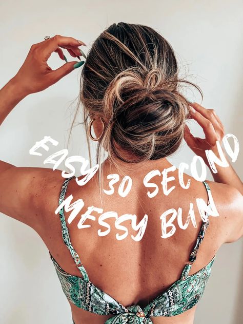 EASY 30 SECOND MESSY BUN [SAVE FOR LATER] | Video published by STYLISH SAM | Lemon8 Two Buns, Excess Hair, Save For Later, Shoe Lace, Latest Video, 30 Seconds, Messy Bun, Wrap Around, Hair Wrap