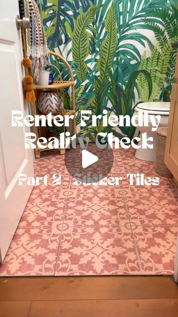 Rental Makeover Temporary, Bathroom Makeover Renter Friendly, Peel And Stick Floor Tile Bathroom Diy, Small Bathroom Ideas Renter Friendly, Temporary Flooring For Renters, Renter Friendly Floor Upgrades, Renter Friendly Bathroom Upgrades, Renter Bathroom Ideas, Rent Friendly Upgrades