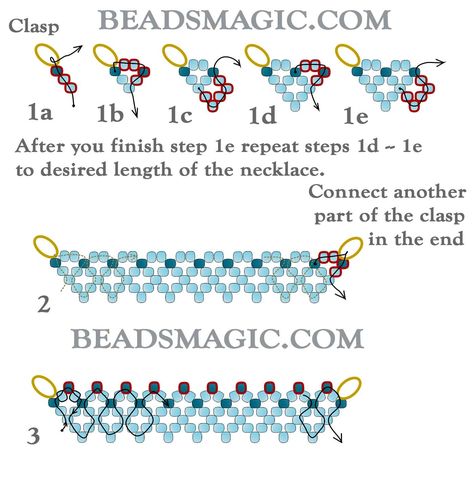 Beading Patterns Free Tutorials, Cross Stitch Patterns Free Disney, Seed Bead Patterns Free, Free Beading Tutorials, Beads Magic, Beaded Necklace Tutorial, Hand Embroidery Patterns Free, Bijoux Art Nouveau, Beads Pattern