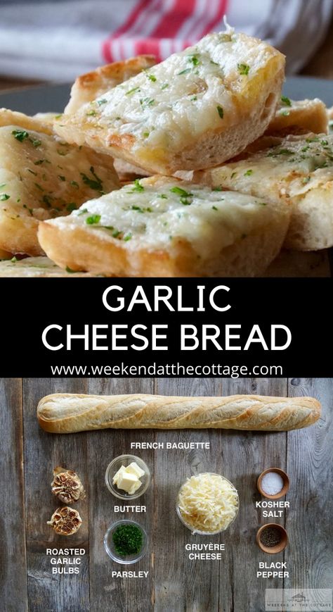 Garlic Bread Recipe With Roasted Garlic, French Baguette Appetizers, Garlic Butter Cheese Bread, Garlic Cheese Baguette, Baguette Cheese Bread, Garlic Confit Cheese Bread, Baguette Garlic Cheese Bread, Baguette Garlic Bread Easy, Garlic Butter Baguette