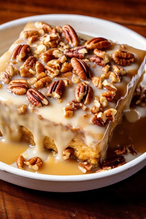 Butter Pecan Praline Poke Cake Pecan Praline Poke Cake, Butter Pecan Praline Poke Cake, Praline Poke Cake, Pecan Frosting, Coconut Pecan Frosting, Pecan Praline, Butter Pecan Cake, Easy Dessert Recipes Quick, Cup Of Milk