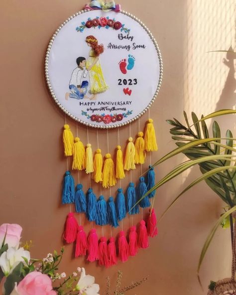 Customized handmade baby shower embroidery hoop 💖 Customized handmade hoops.. Dm us for order 🎁 . . . Baby Shower Embroidery Hoop, Baby Shower Embroidery, Paperclip Crafts, Minions Wallpaper, Canvas Paint, Diy Embroidery Patterns, Paper Clips, Hoop Art, Diy Embroidery