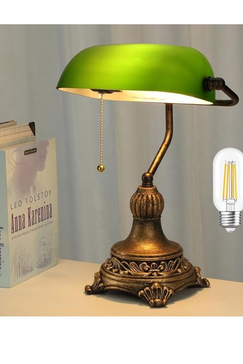 NISSAFORS Bankers Lamp with Pull Switch, Green Glass Desk Lamp with Retro Black/Gold Finish, Vintage Table Lamps for Living Room, Home Office, Library, Piano LED Bulb Included (Green)
#BankersLamp #TableLamp #VintageLighting#GreenGlassLamp #RetroLamp #ClassicDeskLamp
#HomeOfficeDecor #LibraryStyle #PianoRoomDecor#PullSwitchLamp #LEDLighting #ElegantHomeStyle Green Office Lamp, Vintage Bankers Lamp, Bankers Lamp Aesthetic, Banker Lamp, Piano Room Decor, Table Lamps For Living Room, Library Lamp, Piano Lamp, Vintage Table Lamps