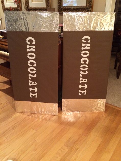 Giant Chocolate Bar Prop, Giant Hot Chocolate Prop, Diy Giant Chocolate Bar Prop, Chocolate Mountain Candyland, Giant Candy Diy, Chocolate Party Decorations, Chocolate Themed Party, Diy Giant Candy Props, Giant Chocolate Bar