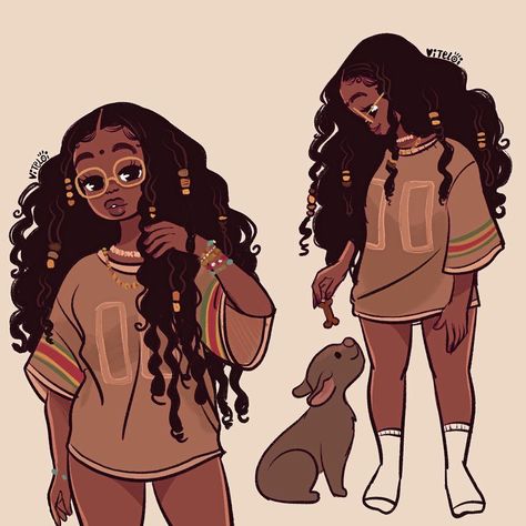 🤎🤎🤎 | Instagram Cute Black Drawings, Drawing Of Black Women, Black Hair Art Reference, Black Oc Drawing, African Girl Drawing, Cute Art Styles Black, Black Woman Art Drawings, Aesthetic Art Styles, Drawings Of Hair