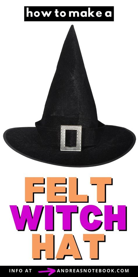 Witches Hat Diy, Diy Wizard Hat, Diy Witch Hat To Wear, Diy Witch Hat, Felt Witch Hat, Halloween Symbols, Felt Headband, Handmade Costumes, Witch Diy