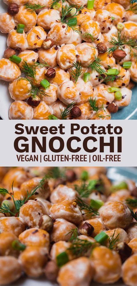 Gnocchi From Scratch, Make Gnocchi, Gluten Free Gnocchi, Gluten Free Sweet Potato, Oil Free Vegan Recipes, Sweet Potato Gnocchi, Vegan Party Food, Homemade Gnocchi, Gluten Free Soy Sauce