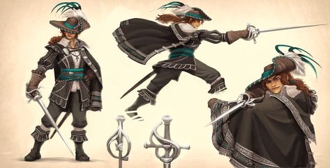 ArtStation - Adalia de Volador, Julien Fenoglio Musketeer Character Design, Dnd Swashbuckler, Swashbuckler Rogue, Pirate Art, Dnd Art, Pre Production, Female Character, Fantasy Warrior, Fantasy Rpg