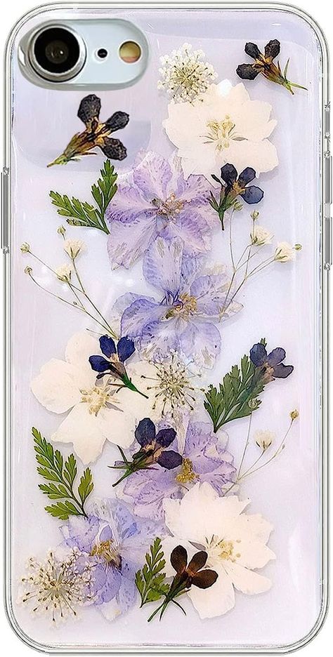 PRICES MAY VARY. 🌺【Unique 3D Real Flower Design】: Bring unparalleled charm to your iPhone! Vibrant floral phone case features an exquisite 3D real flower embossed technique, where each flower is carefully selected and dried, showcasing stunning natural beauty， adding a touch of elegance to your phone. 🌺【Notice】Please be aware that our blue flower iPhone cases are handcrafted with real pressed flowers. This means the position, color, and style of the flowers may slightly vary in each case, addi Phone Cases Cute, Summer Phone Cases, Flower Iphone Cases, Girly Phone Cases, Navy Flowers, Floral Cases, Glitter Flowers, Iphone Case Protective, Floral Phone Case