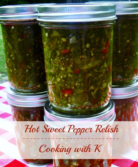 Spicy Pinto Beans, Sweet Pepper Relish, Jam Preserves, Hot Pepper Relish, Canning Peppers, Hot Pepper Recipes, Pepper Rings, Jalapeno Relish, Pickled Foods