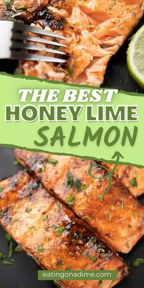 Honey Lime Salmon, Salmon Recipes Healthy, Best Salmon Recipes, Lime Salmon Recipes, Honey Glazed Salmon Recipe, Best Salmon Recipe, Salmon Glaze Recipes, Fitness Meals, Recipes Seafood