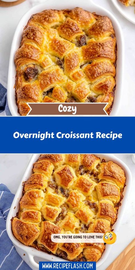 Looking for a festive twist on your holiday mornings? This Overnight Croissant Recipe offers the perfect blend of buttery goodness and convenience! Enjoy warm, flaky treats without the morning rush. Save this delightful Christmas breakfast idea for your next holiday gathering and impress your loved ones! Breakfast For Christmas Morning, Croissant Casserole, Breakfast Ideas Without Eggs, Christmas Morning Breakfast Casserole, Croissant Breakfast Casserole, Overnight Casserole, Make Ahead Brunch Recipes, Christmas Breakfast Casserole, Make Ahead Breakfast Casserole