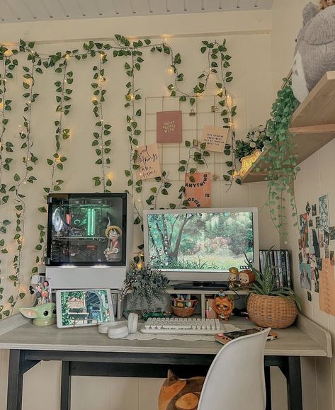 Green Studio Ghibli Aesthetic, Ghibli Aesthetic Room, Green Studio Ghibli, Aesthetic Soft Girl, Ideas Habitaciones, Types Of Aesthetics, Girl Grunge, Uni Room, Cute Diy Room Decor