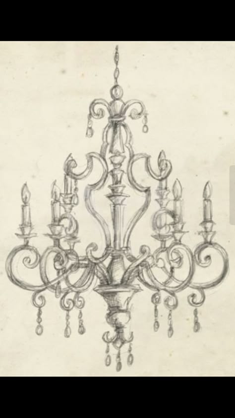 How To Draw A Chandelier, Chandelier Drawing Simple, Chandelier Tattoo Design, Chandelier Sketch, Chandelier Illustration, Chandelier Drawing, Royal Sketches, Chandelier Tattoo, Gothic Drawings