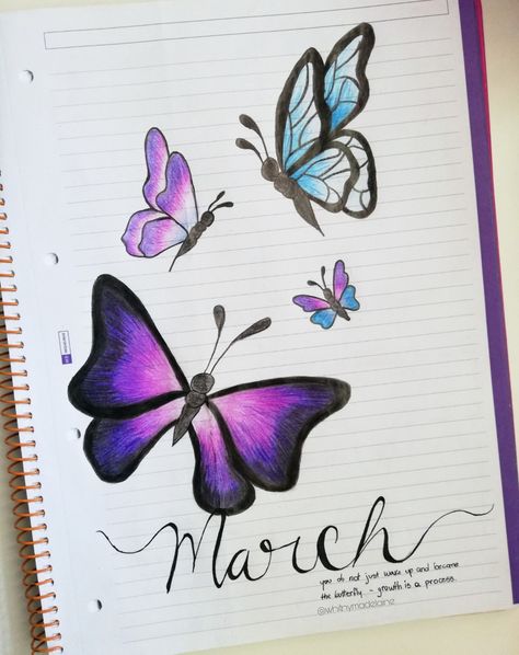 Butterfly Border Design Aesthetic, Butterfly Front Page Design, Drawing Book Front Page Ideas, Butterfly Border Designs For Projects, Front Page Drawing, Butterfly Bujo, Butterfly Border Design, Butterfly Border, Boarders Designs For Projects