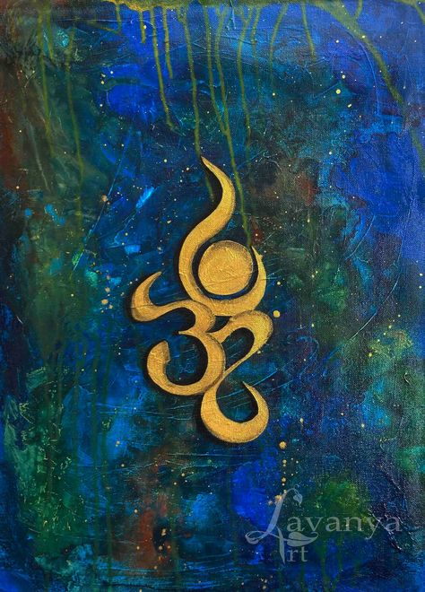 Om Canvas Painting Wall Art, Om Painting, Buddhist Home, Ik Onkar, Stall Decorations, Columns Decor, Wall Art Indian, Om Art, Painting Indian