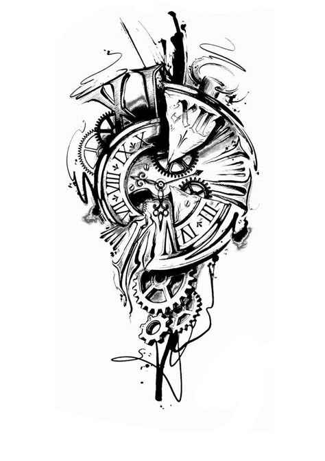 Compass Clock Tattoo Design, Forearm Cover Up Tattoos, Gear Tattoo, Sketch Style Tattoos, Nature Tattoo Sleeve, Surreal Tattoo, Compass Tattoo Design, Clock Tattoo Design, Full Sleeve Tattoo Design