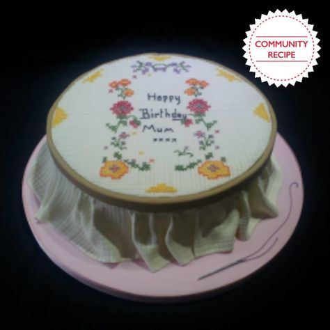 Cross Stitch Cake Embroidery Cake Ideas, Cross Stitch Cake, Grandma Cake, Stitch Cake, Maid Marian, It S My Birthday, 90th Birthday, Cake Tutorial, Cake Decoration