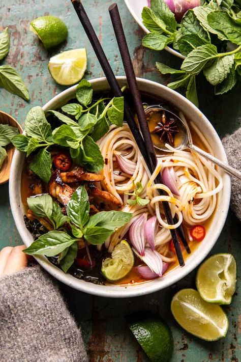 Vietnamese Chicken Soup, Crispy Roasted Chicken, Spicy Broth, Easy Sesame Chicken, Miso Chicken, Chicken And Noodles, Half Baked Harvest Recipes, Chicken Pho, Savory Foods